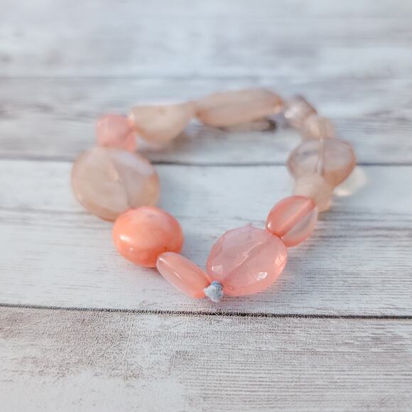 Vintage Stretch Bracelet - Chunky - Dusky Pinky Peach Tones - Picture 4 of 8